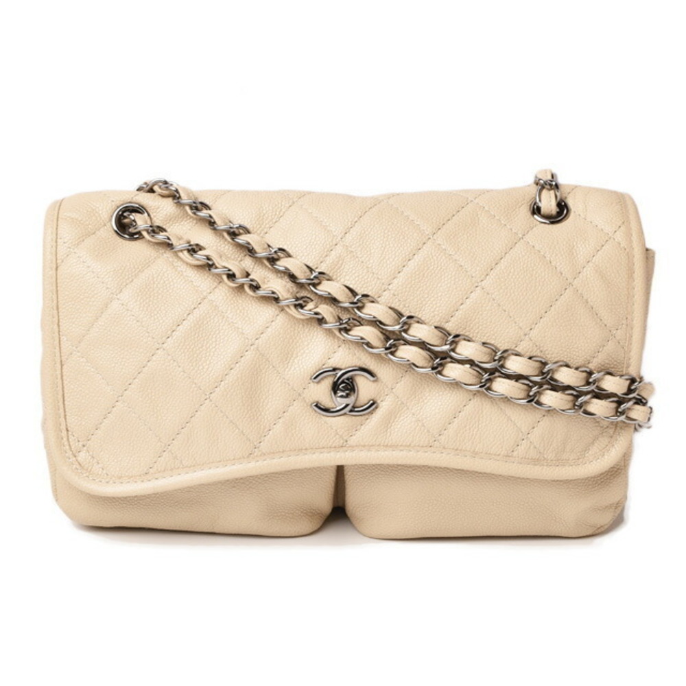 Chanel Chain Bag Shoulder Bag Caviar Skin Cream Bag
